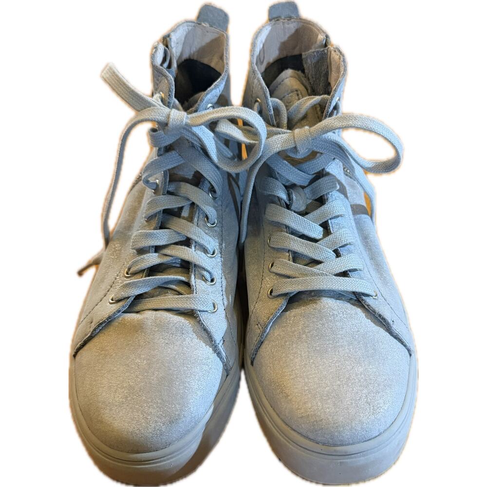 Blackstone Women's High-Top Sneakers Blue Side Zip‎ Lace-Up $195 MSRP EU Size 40